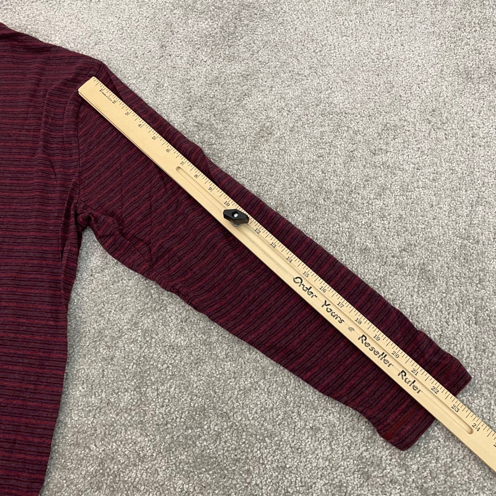 Patagonia Henley Shirt Mens Large Burgundy Striped Organic Cotton Long Sleeve - Picture 8 of 9